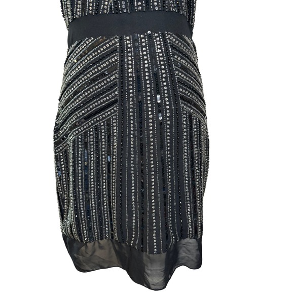 Parker Taha Silk Sequin Dress Halter Neck Sleeveless Party Cocktail‎ Black - Picture 8 of 13